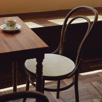 枝蔭復古實木餐椅中古藤編靠背ton椅餐廳咖啡店索耐特椅子vintage