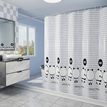 攬夢浴室磁性免打孔桿浴簾套裝淋浴洗澡擋水隔斷加厚防水防霉布簾