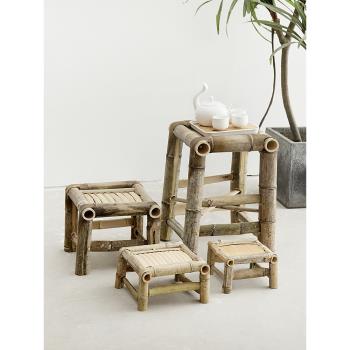 竹椅子竹凳子純手工家用天然老式竹編織復古成人兒童小方凳舞蹈椅