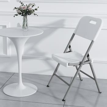木紋折疊椅家用辦公餐椅休閑椅可便攜式塑料靠背椅子 簡約書桌椅