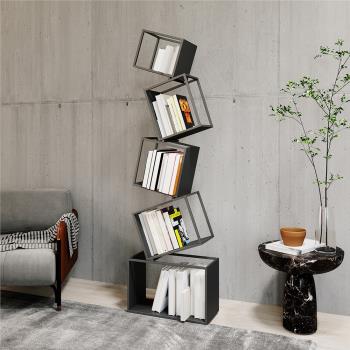 輕奢鐵藝書架落地多層現代書房移動簡約置物架不銹鋼藝術金屬書柜