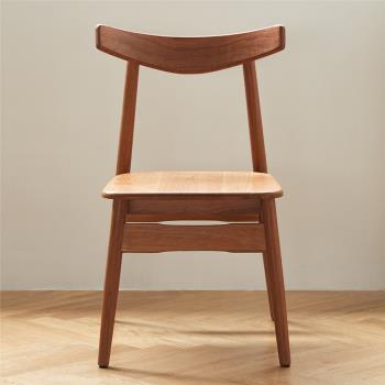 燕蛙北歐櫻桃木橡木實木餐椅日式原木簡約休閑椅家用餐廳椅書桌椅