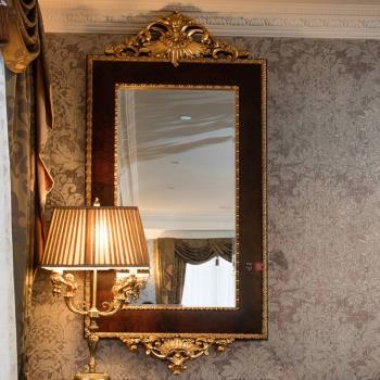 歐式雕花梳妝鏡壁掛宮廷風復古化妝鏡臥室玄關法式掛墻輕奢鏡子