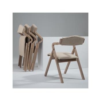 曲木折疊椅現代簡約復古民宿折疊餐椅靠背布藝咖啡餐廳書房休閑椅
