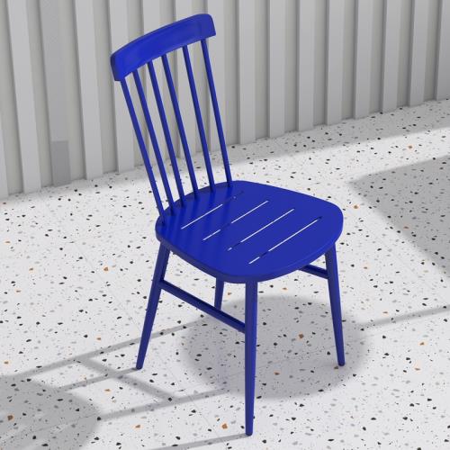 網紅奶茶店克萊因藍鐵藝溫莎椅陽臺戶外餐椅靠背椅中古設計師椅子
