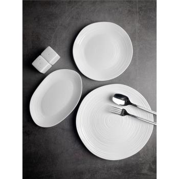 西餐盤子牛排餐盤平盤家用西式極簡造型白瓷餐廳酒店陶瓷商用菜盤