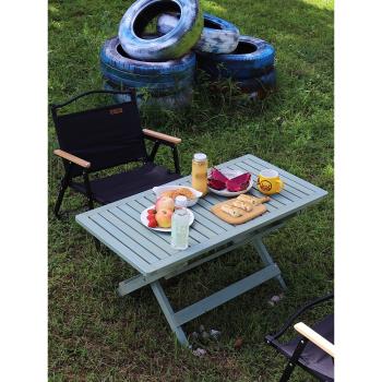戶外可折疊桌便攜式露營燒烤野餐桌庭院茶幾自駕游實木長方形桌子