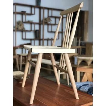 日式白蠟木餐椅實木北歐極簡餐桌椅子家用繩編椅侘寂風設計感餐椅