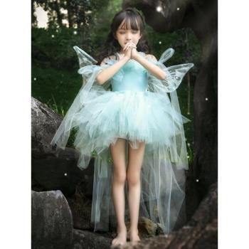 新款森林系女童精靈裝扮公主裙萬圣節蝴蝶仙子派對攝影寫真走秀服