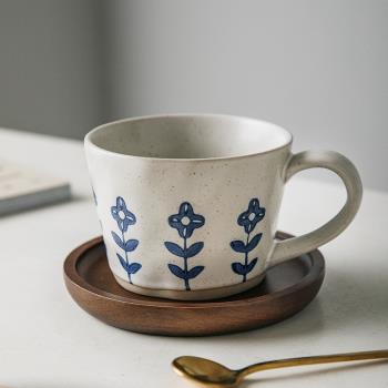創意復古咖啡杯日式馬克杯帶勺ins風高顏值陶瓷杯子家用掛耳水杯