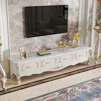 歐式巖板茶幾電視柜組合現代簡約收納實木客廳小型迷你輕奢電視柜