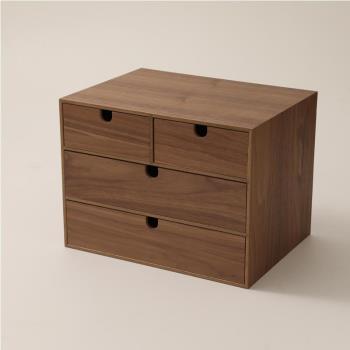 簡約風日式抽屜式木質桌面收納盒辦公室雜物正方形多層環保儲物盒