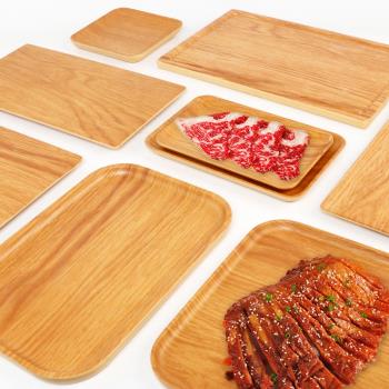 仿竹木紋密胺盤子仿瓷商用火鍋菜盤平盤塑料長方形烤肉壽司大擺盤