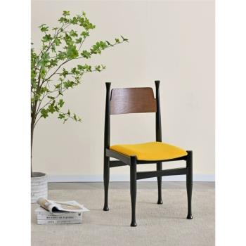 北歐家居中古實木椅子法式輕奢復古餐椅設計師款客廳家用靠背椅
