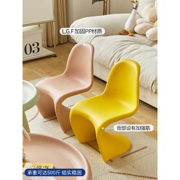 兒童潘東椅餐椅現代家用簡約靠背椅北歐風輕奢塑料小椅子臥室凳子