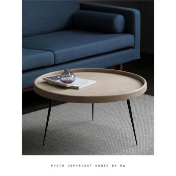 北歐原木組合圓形茶幾客廳家用藝術現代簡約小戶型創意輕奢茶桌