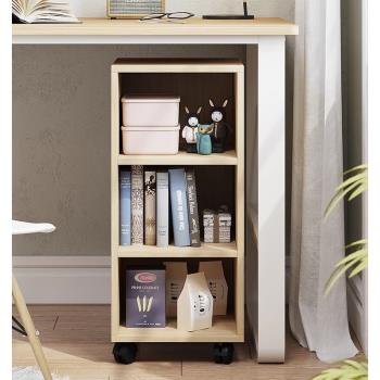書桌旁小書架桌下可移動帶輪多層落地置物架簡易床頭柜收納架書架