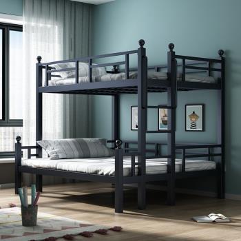 鐵藝上下鋪床高低子母床成人兒童床簡約現代臥室床上下雙層鐵藝床