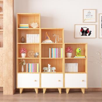 兒童簡易實木書柜客廳電視柜學生落地矮書柜收納置物架窄縫小邊柜