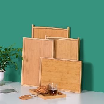 竹子茶盤創意簡約客廳家用楠竹小托盤長方形茶臺茶海日式大號托盤