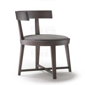 意式極簡餐椅創意設計師現代簡約靠背家用餐廳實木單人椅高端書椅