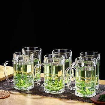 茶樓專用茶杯帶把耐高溫玻璃杯家用待客大容量帶蓋綠茶喝水杯套裝