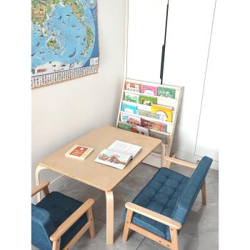 北歐兒童繪本架寶寶落地實木收納家用簡易經濟型小型閱讀漫畫書架