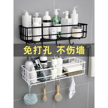 鐵藝置物架壁掛浴室洗澡免打孔廁所洗手間墻上多功能沐浴露收納架