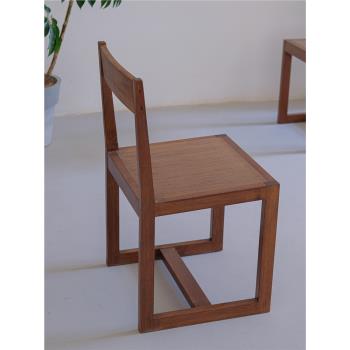 聽棲·方程椅 | 實木餐椅設計師日式侘寂中古風柚木家用靠背椅子