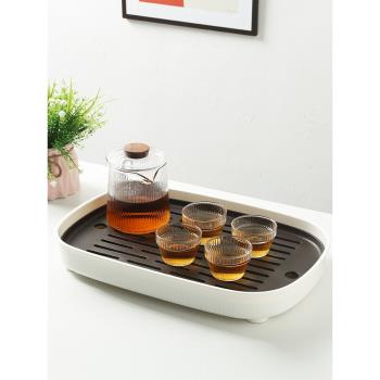 簡約茶盤家用茶杯茶托盤干泡臺現代小型客廳茶具水杯儲水式瀝水盤