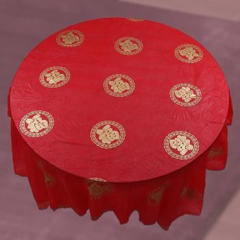 一次性桌布塑膠喬遷新居入夥酒席圓桌結婚進宅壽福字加厚紅色臺布