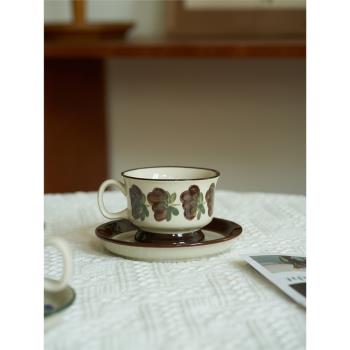 肆月法式中古馬克杯家用陶瓷杯咖啡杯茶杯高級感復古杯子水杯女生