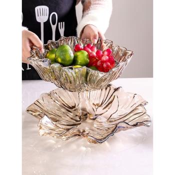 水晶玻璃果盤創意歐式客廳水果盤現代簡約家用茶幾大號干果零食盤