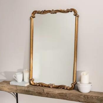 歐式客廳藝術壁掛復古鏡子梳妝鏡玄關鏡墻面鏡裝飾鏡宮廷風浴室鏡