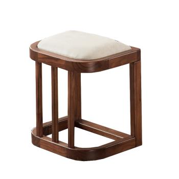 新中式全實木布凳小凳子茶桌凳金秋檀木木辦公休閑凳圓角凳軟座凳