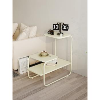 鐵藝沙發邊幾現代簡約客廳置物架簡易小邊桌奶油風方幾床頭小桌子
