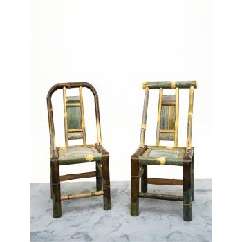 竹椅子靠背椅家用老式竹子椅子手工編織藤椅陽臺竹凳子小方凳矮凳