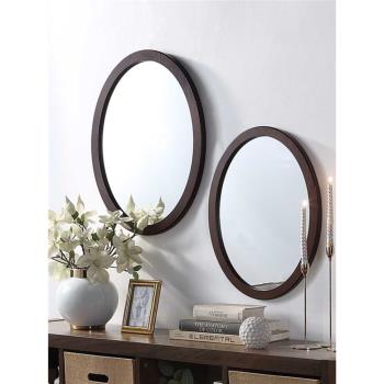 北歐輕奢鏡子圓鏡橢圓形壁掛鏡家用復古洗手間高清鏡子臥室梳妝鏡