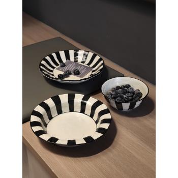MIXIM黑白條紋餐具碗碟套裝家用碗盤碟組合ins風湯碗高顏值餐具