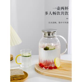 冷水壺玻璃耐高溫家用涼白開水杯大容量泡茶壺套裝扎壺夏季果汁壺