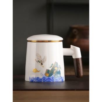 辦公杯陶瓷小清新茶杯家用會客茶水分離大容量馬克杯過濾茶漏茶杯