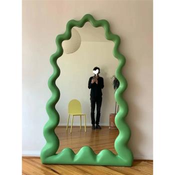 北歐創意圣誕樹全身穿衣鏡異形綠色家居用落地藝術靠墻試衣鏡子