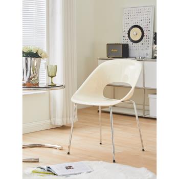 北歐塑料椅子現代簡約餐椅成人家用創意靠背椅鐵藝小戶型椅子凳子
