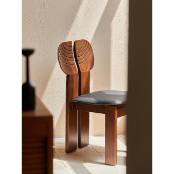 小卡家居中古實木餐椅復古雕刻靠背椅大戶型設計師新中式休閑椅子