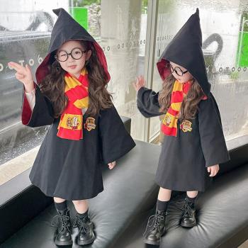 萬圣節兒童服裝女孩哈利波特魔法斗篷外套cosplay表演服巫師衣服