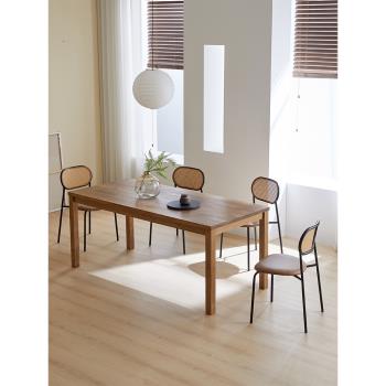 全實木復古餐桌椅組合原木小戶型經濟型簡約現代長方形吃飯桌子家