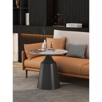 沙發邊幾意式輕奢亮光巖板潘多拉角幾客廳家用可移動鐵藝小圓邊桌