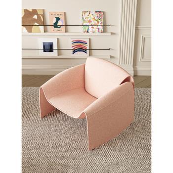 殊尤法式奶油風客廳休閑單人皮沙發椅網紅意式設計創意M字螃蟹椅
