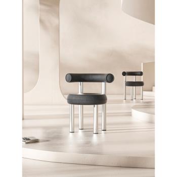 北歐不銹鋼休閑單人餐椅設計師款現代簡約家用臥室梳妝凳網紅椅子
