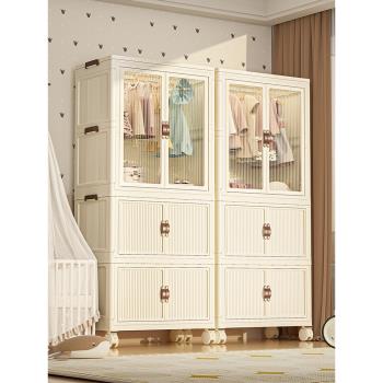 折疊兒童衣柜現代簡約寶寶收納柜嬰兒掛衣衣櫥家用雜物衣物儲物柜